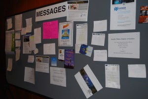 Meeting board outside the networking area